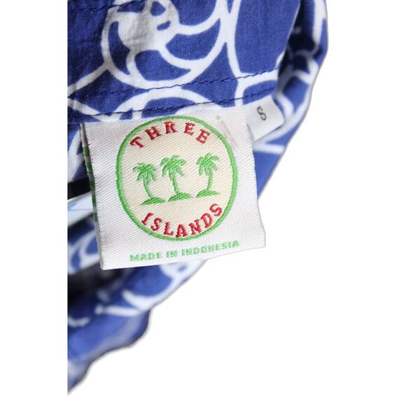 Three Islands Womens Cotton Printed Collar Long Sleeve Tunic Top Blue Size S - Picture 4 of 5